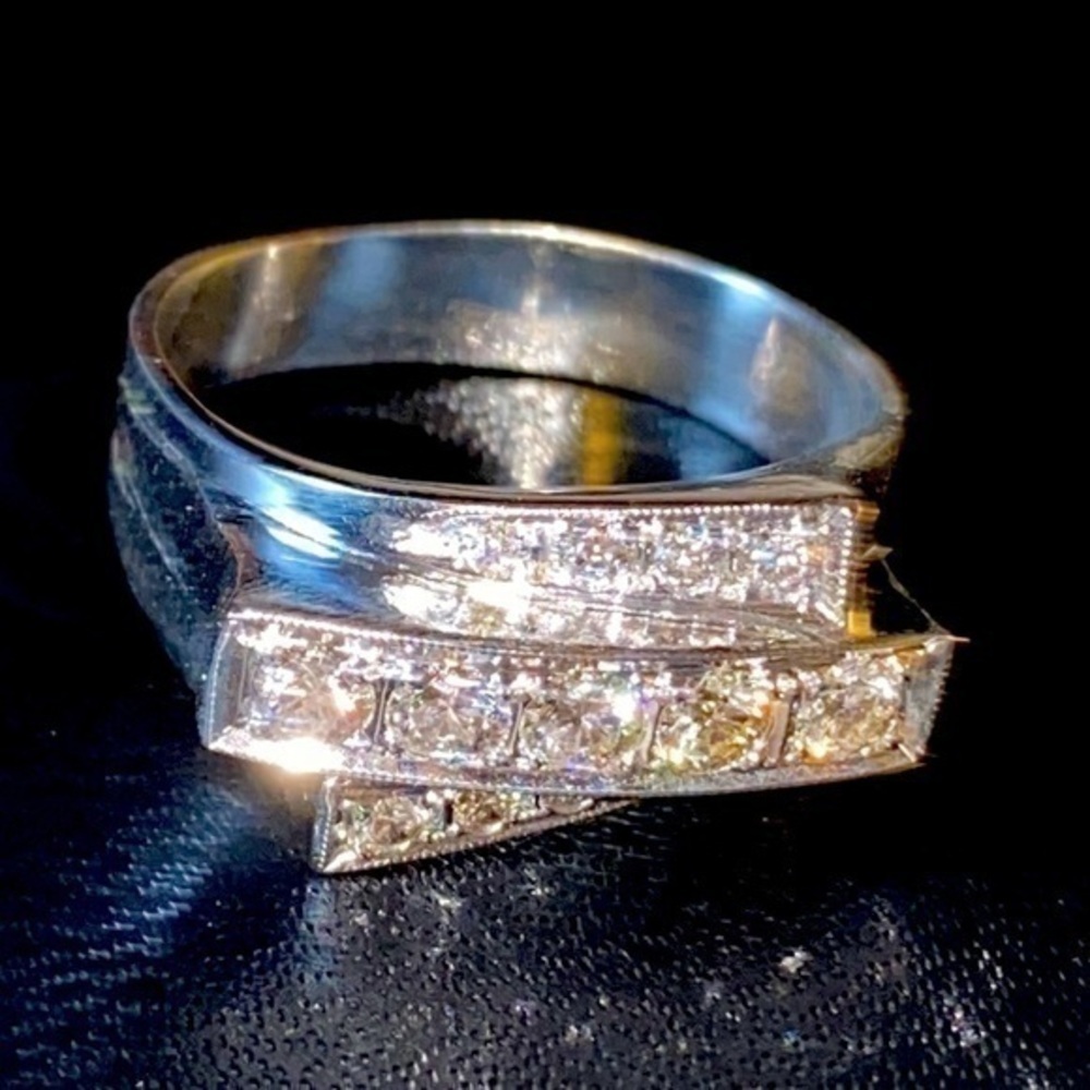 Ring Band natural diamonds 14K white Gold gorgeous stylish catalog style